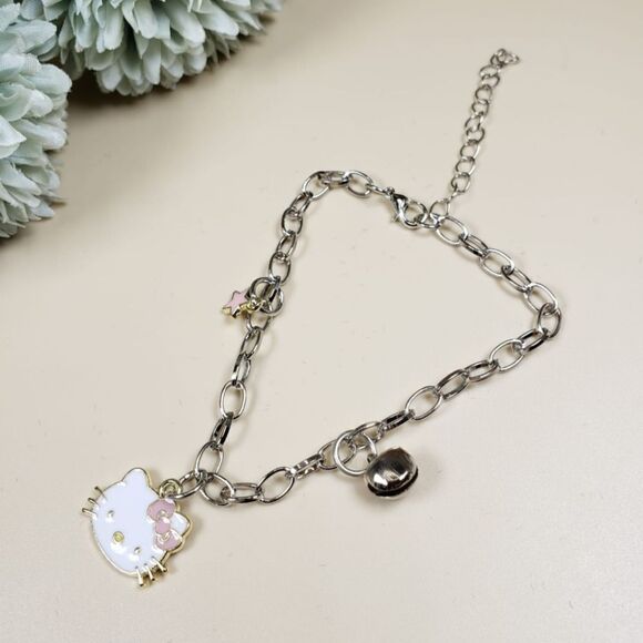 Brand New Sanrio Hello Kitty Silver Bracelet With Pink Star #1 - Picture 1 of 6